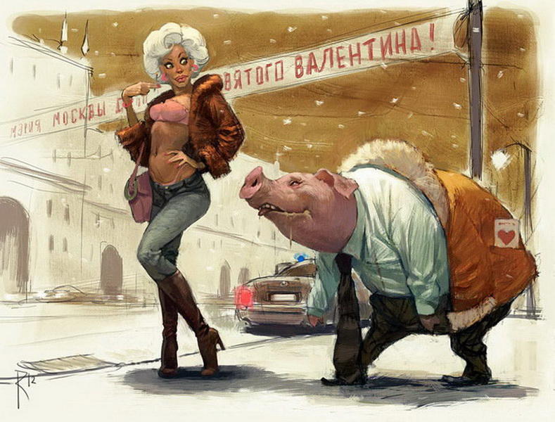 "Картинная галерея" Day.Az: Российский художник высмеивает мир вокруг нас