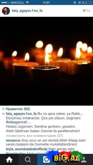 Məşhurlar oğlunu itirən Afaqa belə başsağlığı verdilər