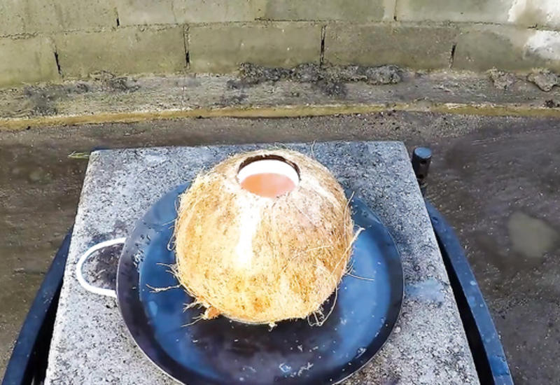 Произведение искусства из меди и кокоса