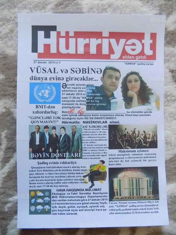 Bakıdakı qeyri-adi dəvətnamə "kopiya" çıxdı