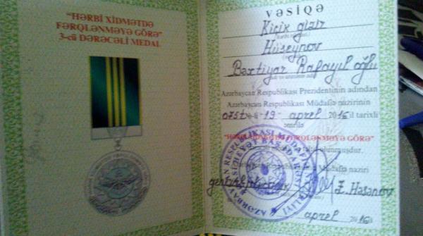 Daha bir şəhidin medalı ailəsinə verildi