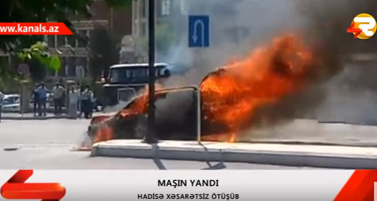 2 avtomobil toqquşdu, "Opel" yandı