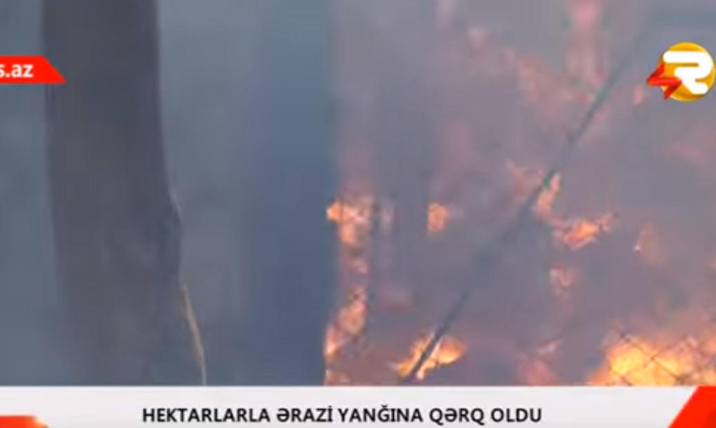 Сильный пожар создал опасность для шекинских сел