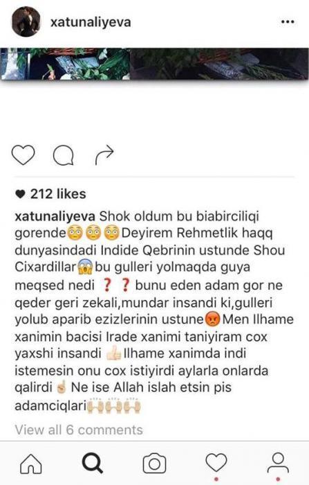 İlhamə Quliyevanın məzarı başında oğurluq