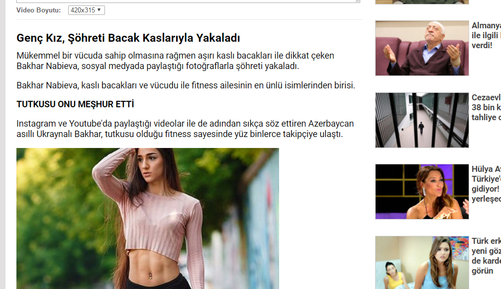 Türkiyə KİV-i Azərbaycanın əzələli qızından yazdı