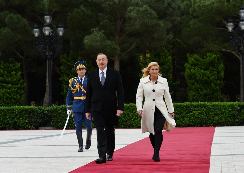 Президенты Азербайджана и Хорватии выступили с заявлениями для печати