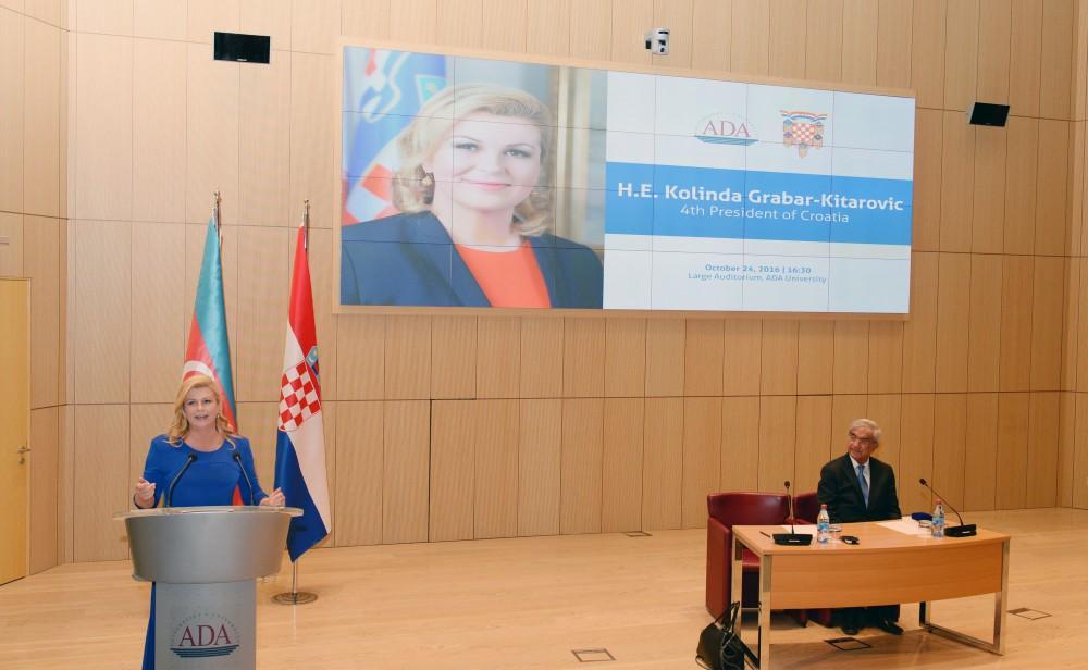 Президент Хорватии выступила с лекцией перед студентами Университета АДА