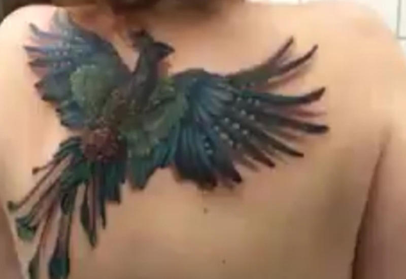 Тату-мастер создал потрясающую татуировку с "летающим" фениксом