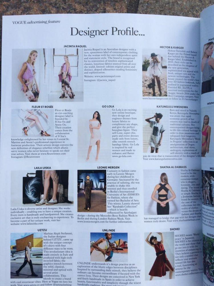 В журнале «Vogue» представлена «Карабахская коллекция» Леони Мерген