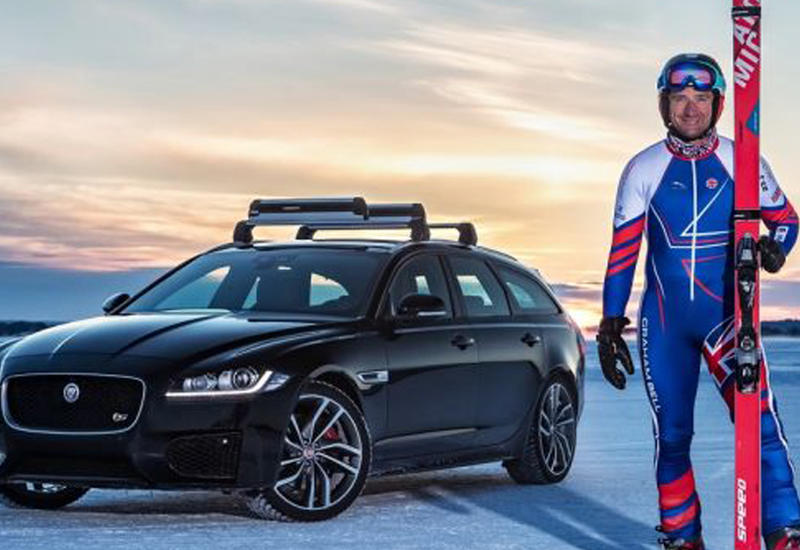 Jaguar разогнал лыжника до рекордных 188 км/час