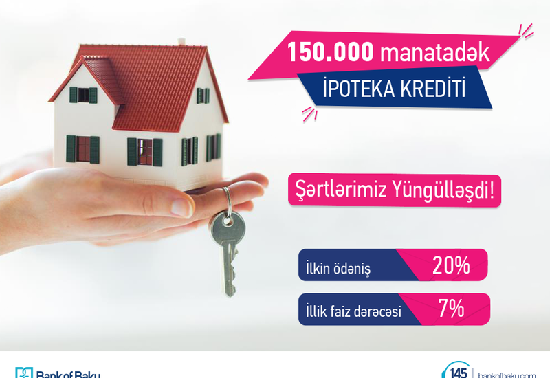 Bank of Baku İpoteka kreditləri üzrə illik faiz dərəcəsini aşağı saldı