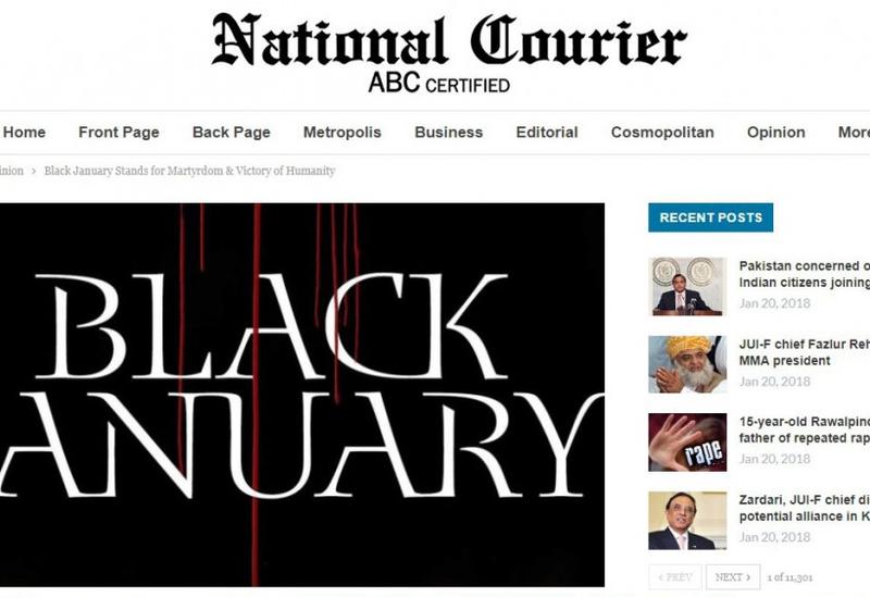 Pakistanın “National Courier” qəzeti: 20 Yanvar hadisələri Azərbaycan tarixində dönüş nöqtəsidir