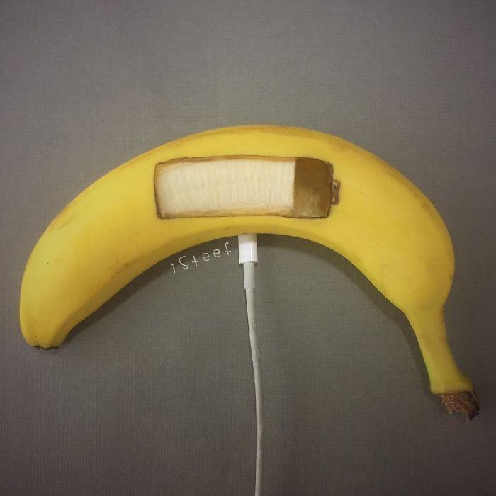 Yaradıcılığın limiti yoxdur - Banan qabığında sənət əsəri