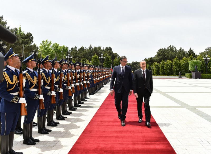 Президенты Азербайджана и Сербии выступили с заявлениями для печати