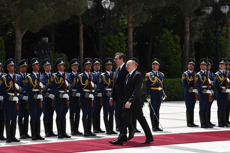 Президенты Азербайджана и Сербии выступили с заявлениями для печати