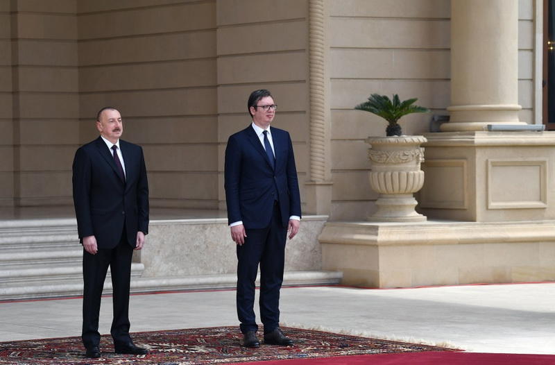 Президенты Азербайджана и Сербии выступили с заявлениями для печати
