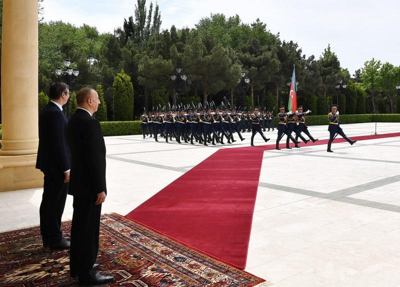 Президенты Азербайджана и Сербии выступили с заявлениями для печати