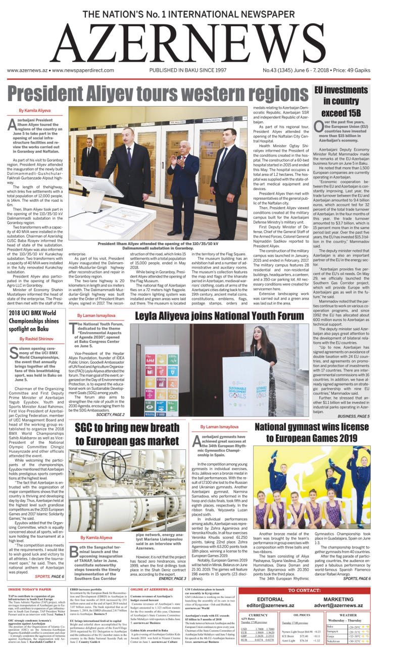 6 июня вышла очередная печатная версия онлайн газеты AzerNews