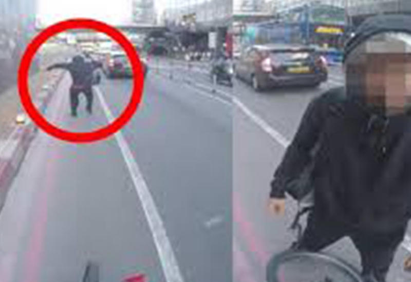 Велосипедист проучил нарушителей-пешеходов