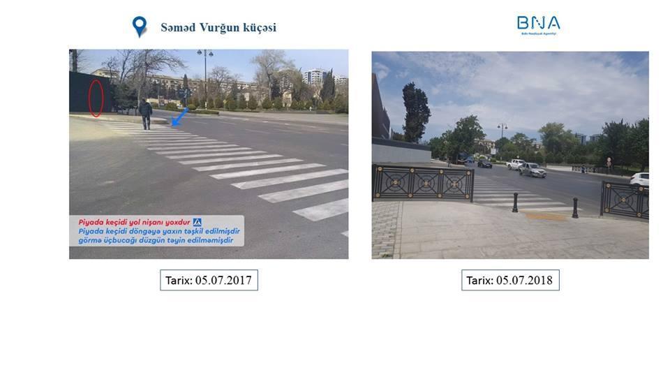 В Баку на некоторых пешеходных переходах установлены пандусы и железные поручни