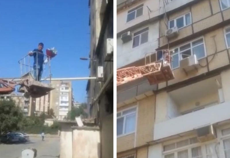 В Баку парень сделал оригинальное предложение руки и сердца