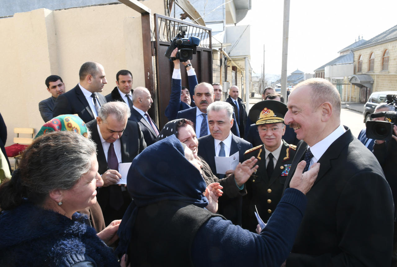 Поездка Президента Ильхама Алиева и Первой леди Мехрибан Алиевой в Шамахинский район