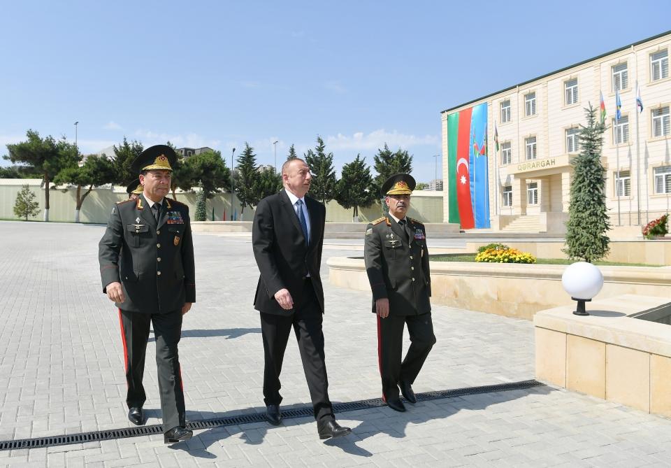 Президент Ильхам Алиев ознакомился с условиями, созданными после реконструкции в Военном лицее имени Джамшида Нахчыванского