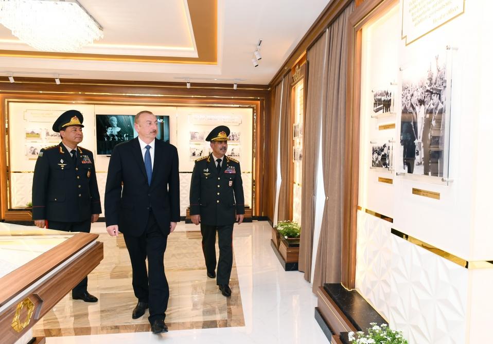Президент Ильхам Алиев ознакомился с условиями, созданными после реконструкции в Военном лицее имени Джамшида Нахчыванского