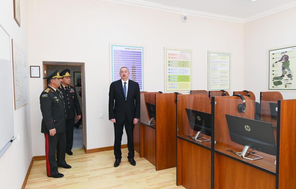 Президент Ильхам Алиев ознакомился с условиями, созданными после реконструкции в Военном лицее имени Джамшида Нахчыванского
