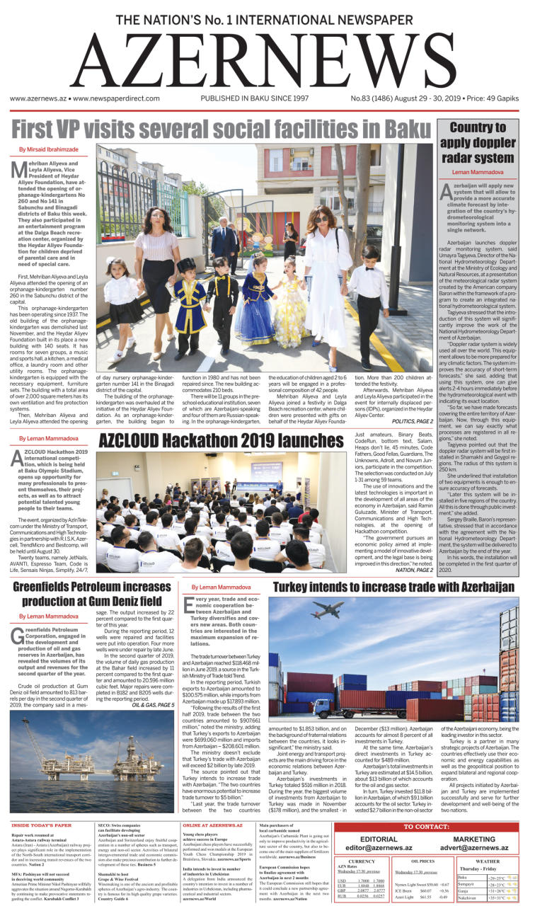 Вышла очередная печатная версия онлайн-газеты AzerNews