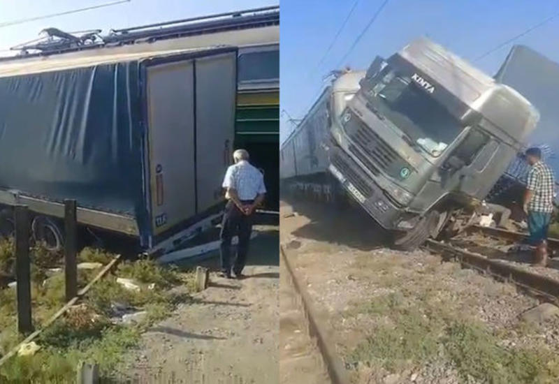 Страшная авария в Сабирабаде: грузовик врезался в поезд