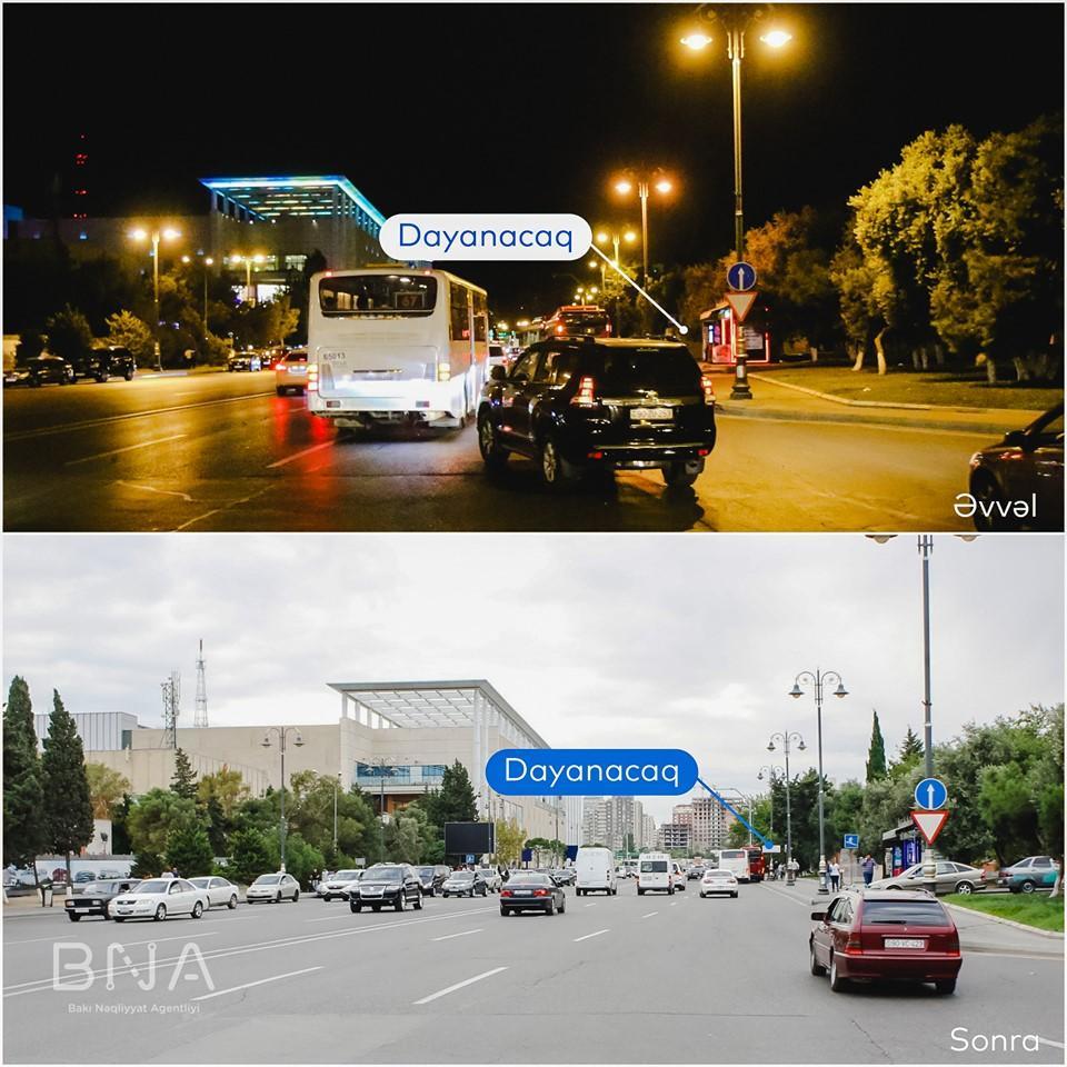 В Баку перенесли автобусную остановку