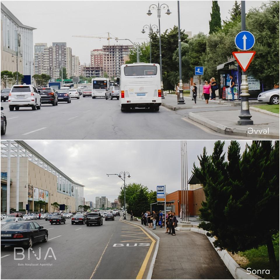 В Баку перенесли автобусную остановку