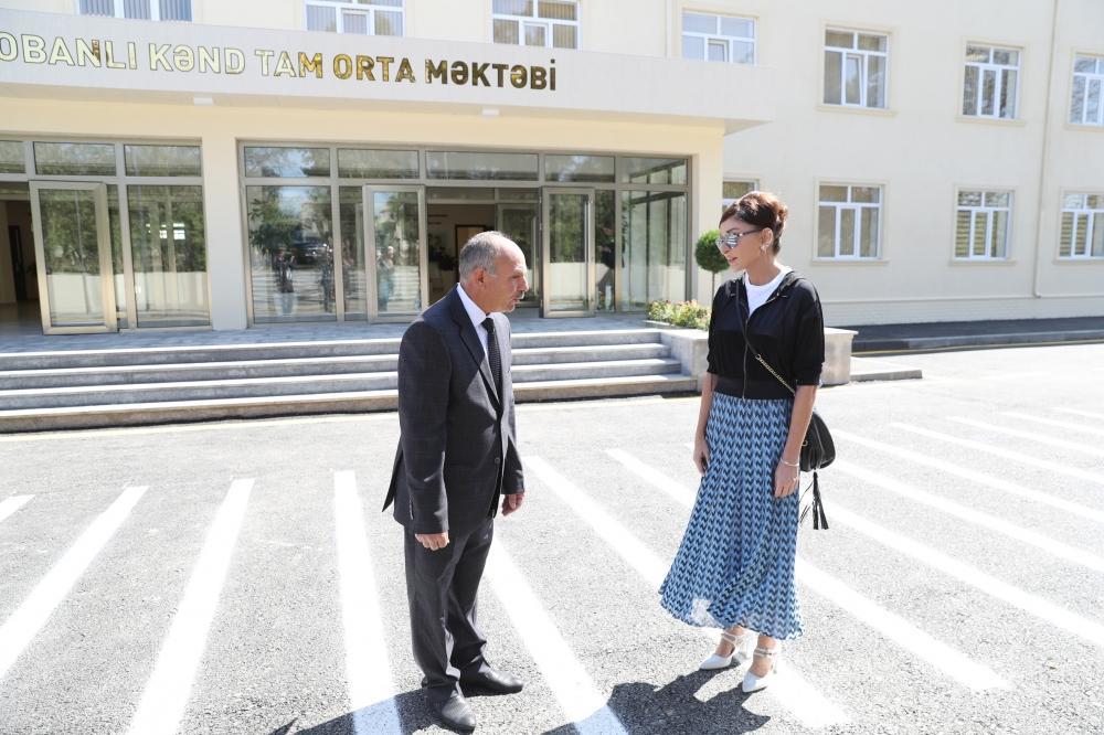 Первый вице-президент Мехрибан Алиева приняла участие в открытии Меликчобанлинской сельской полной средней школы в Шамахинском районе