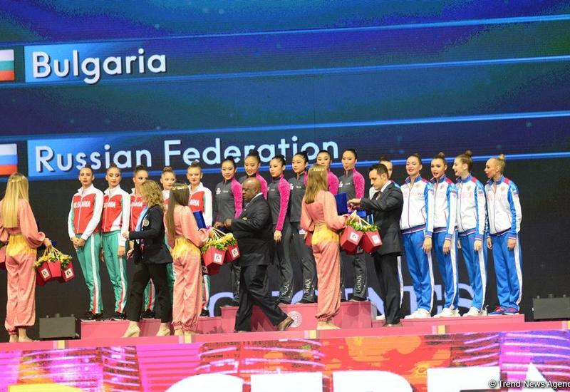 В Баку прошла церемония награждения победителей и призеров Чемпионата мира в групповых упражнениях