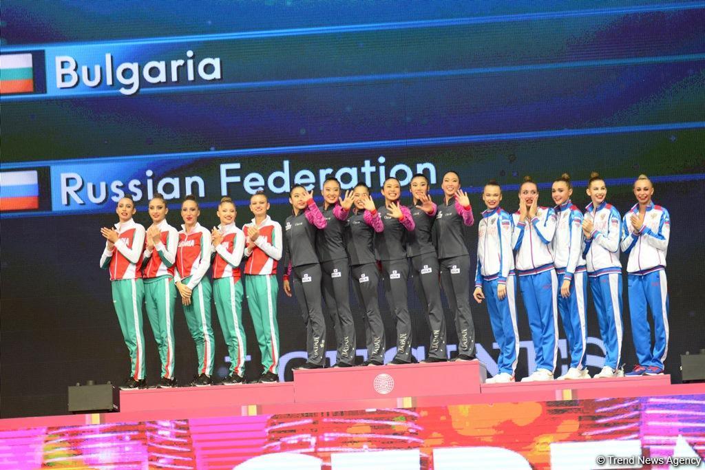 В Баку прошла церемония награждения победителей и призеров Чемпионата мира в групповых упражнениях