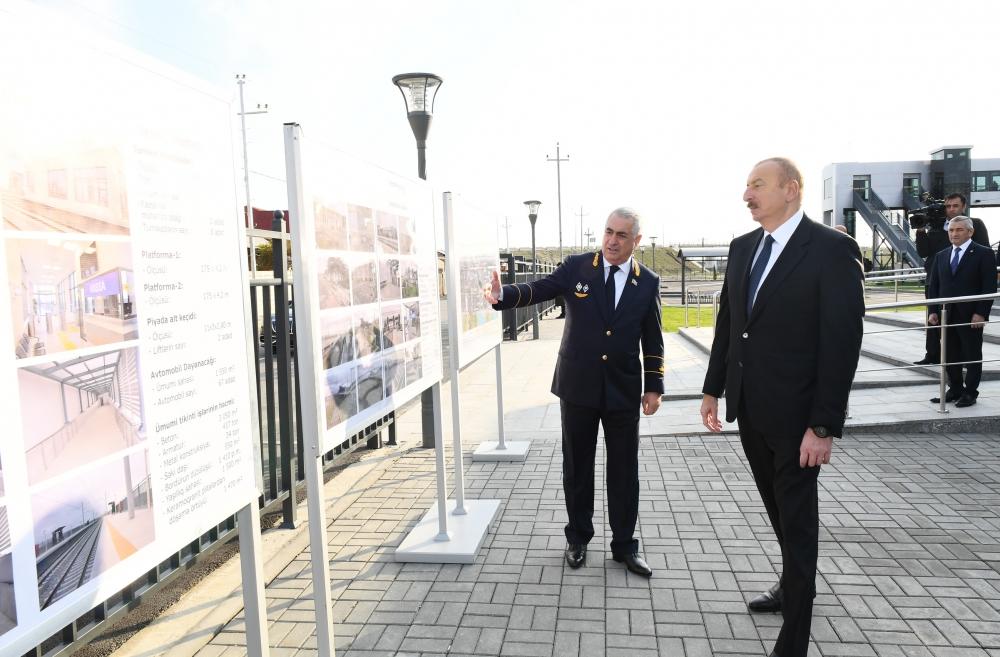Президент Ильхам Алиев принял участие в открытии после реконструкции линии Сабунчи-Пиршаги Бакинской кольцевой железной дороги