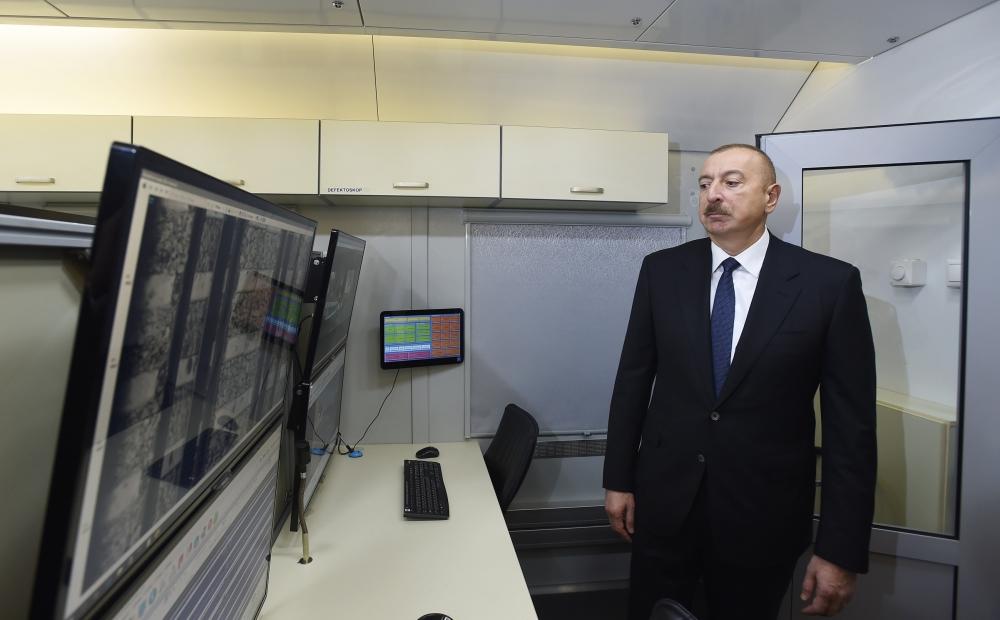 Президент Ильхам Алиев принял участие в открытии после реконструкции линии Сабунчи-Пиршаги Бакинской кольцевой железной дороги