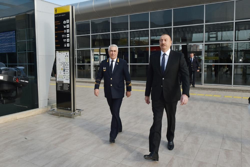 Президент Ильхам Алиев принял участие в открытии после реконструкции линии Сабунчи-Пиршаги Бакинской кольцевой железной дороги