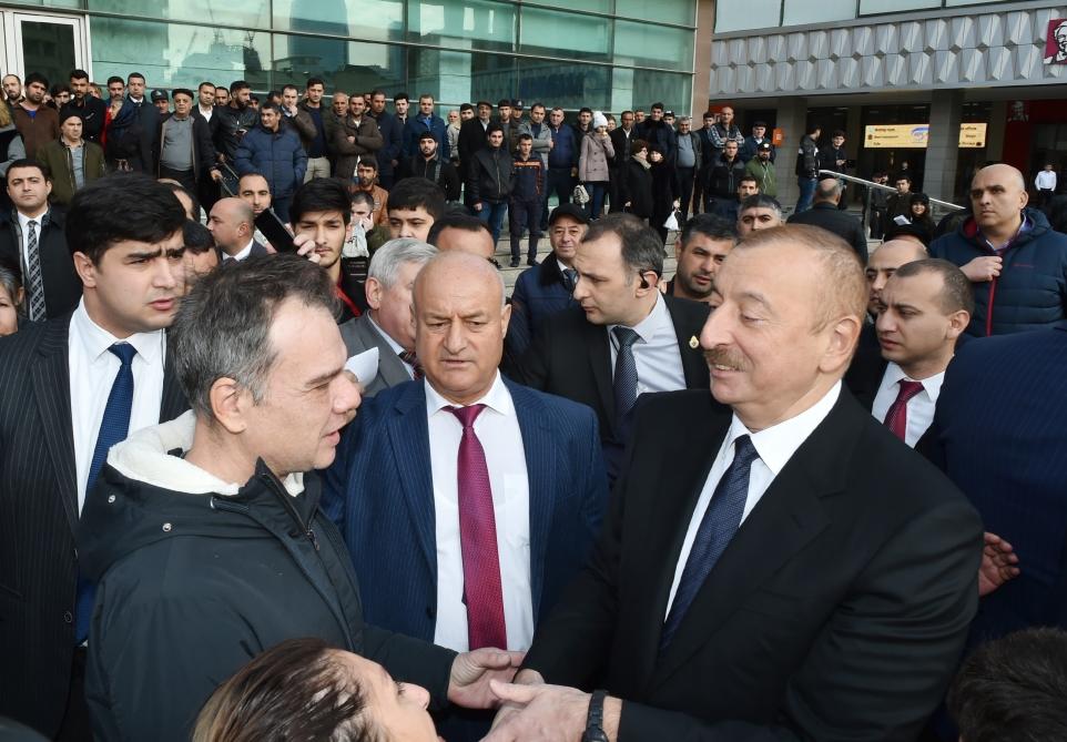 Президент Ильхам Алиев принял участие в открытии после реконструкции линии Сабунчи-Пиршаги Бакинской кольцевой железной дороги