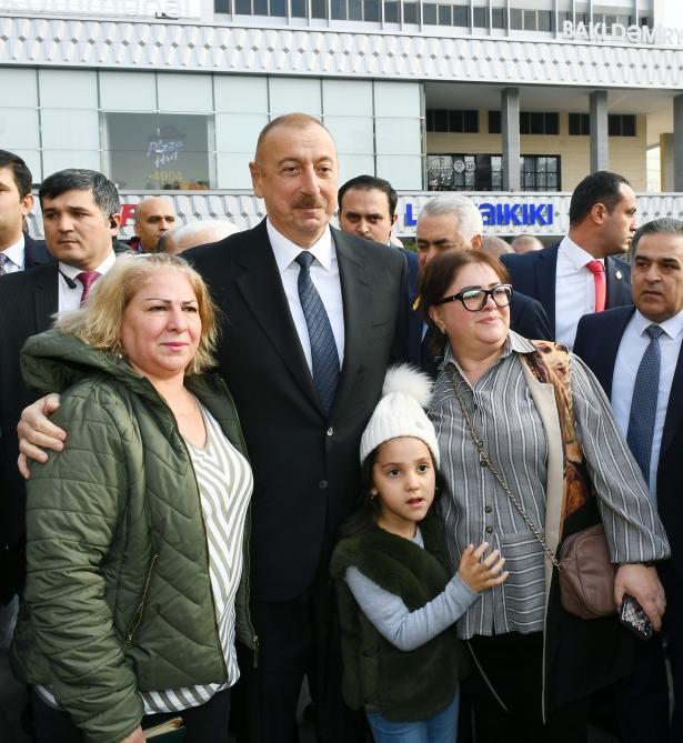 Президент Ильхам Алиев принял участие в открытии после реконструкции линии Сабунчи-Пиршаги Бакинской кольцевой железной дороги