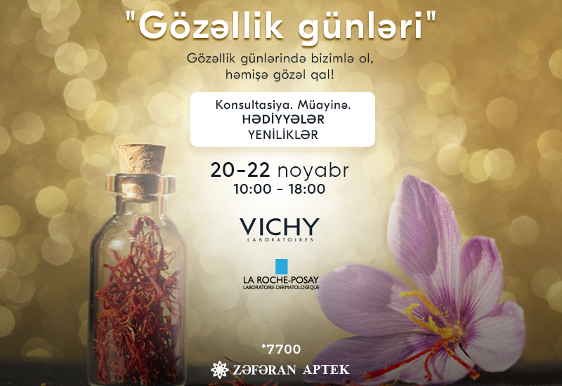 20-22 noyabr Zəfəran Apteklərdə “Gözəllik günü”