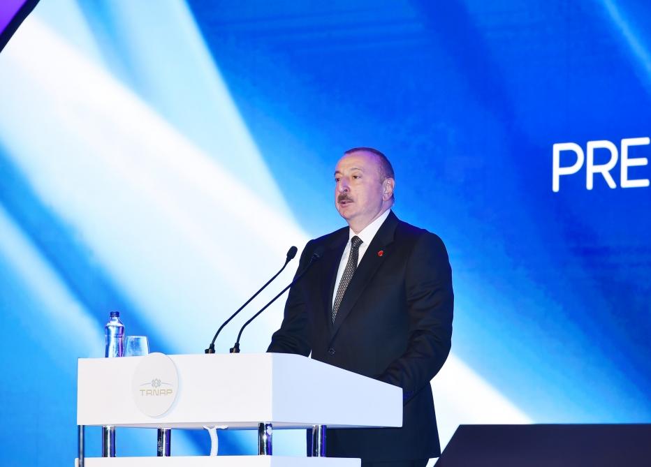 Президент Ильхам Алиев принял участие в церемонии открытия части проекта TANAP, соединяющейся с Европой