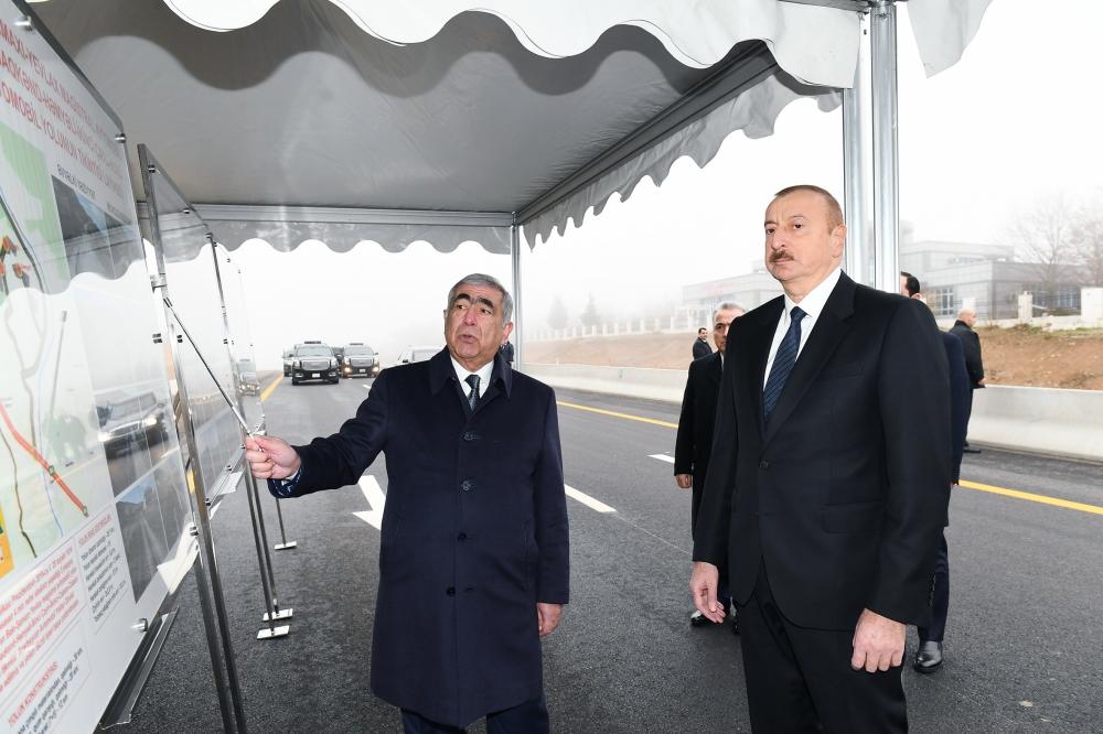 Президент Ильхам Алиев принял участие в открытии 101-117-километровой части автомобильной дороги Баку-Шамаха-Евлах