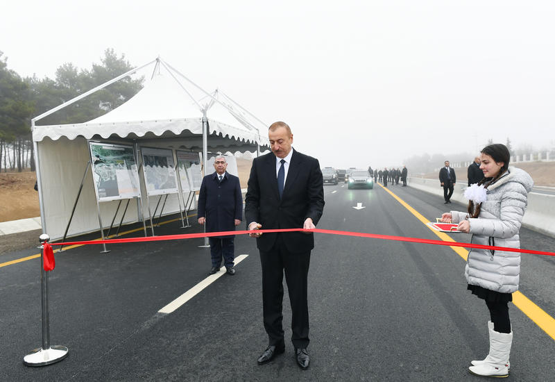Президент Ильхам Алиев принял участие в открытии 101-117-километровой части автомобильной дороги Баку-Шамаха-Евлах