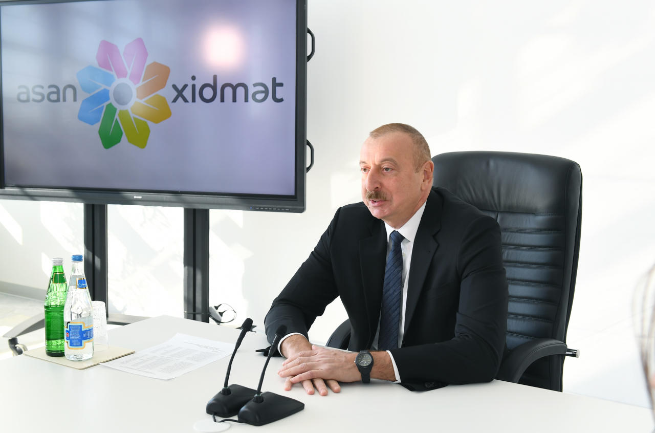 Президент Ильхам Алиев принял участие в церемонии открытия центра ASAN xidmət в Кюрдамире