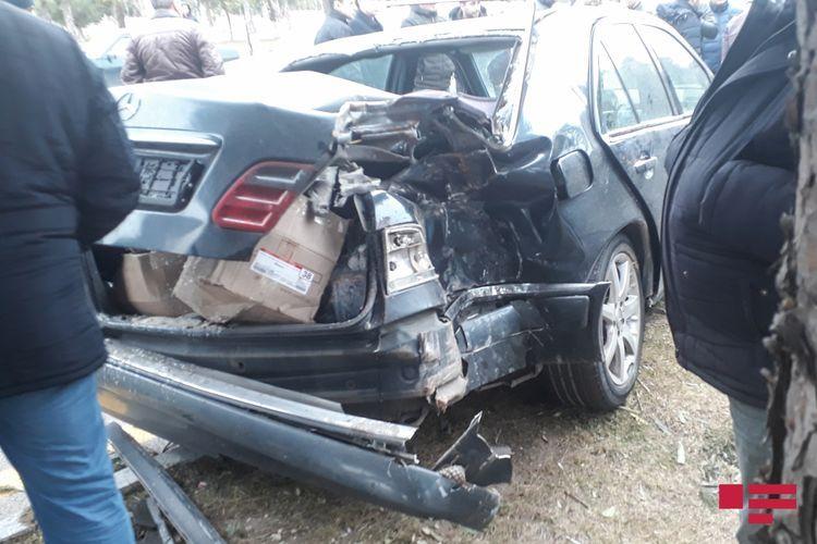 В Сумгайыте автомобиль врезался в дерево