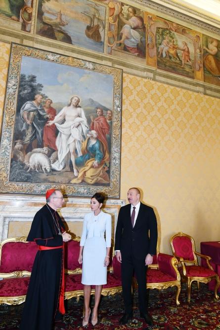 Президент Ильхам Алиев и Первая леди Мехрибан Алиева встретились в Ватикане с государственным секретарем Святого Престола