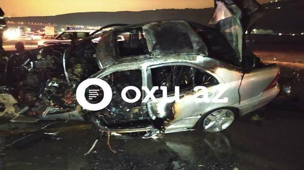 Страшная авария в Баку: водитель заживо сгорел в собственном автомобиле