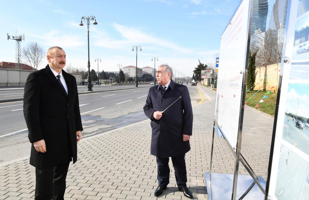 Президент Ильхам Алиев принял участие в открытии подземного пешеходного перехода на пересечении проспекта Гейдара Алиева и улицы Зеки Мамедова